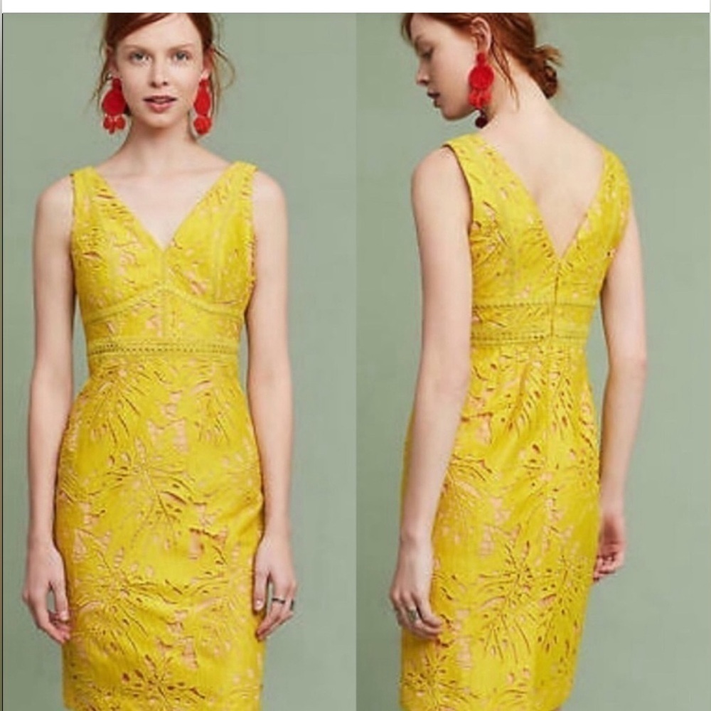 Anthropologie Maeve Gardenia Lace column dress